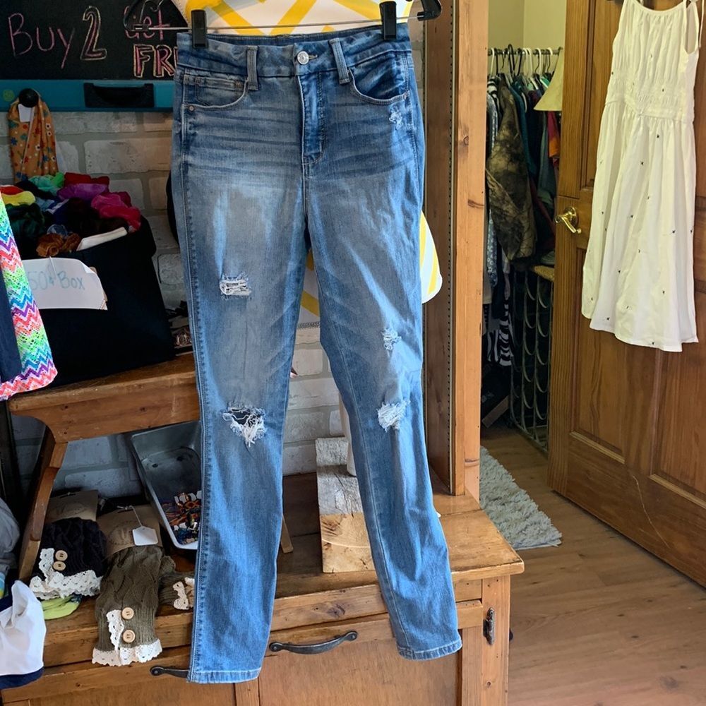 🔹2/$22 Rewash Denim Distressed Ripped Light Wash High Waisted Rose Skinny Jeans